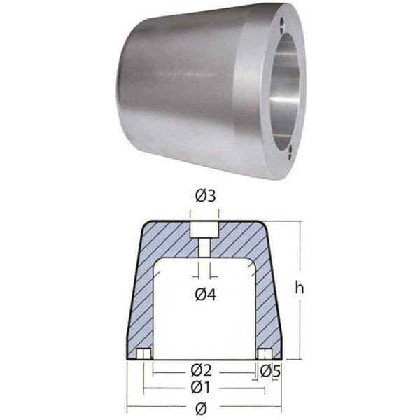 Tecnoseal Anodi Riva Splendida Hopeinen 140 mm
