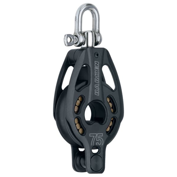 Harken Remskive Med Becket 75 Mm Sort