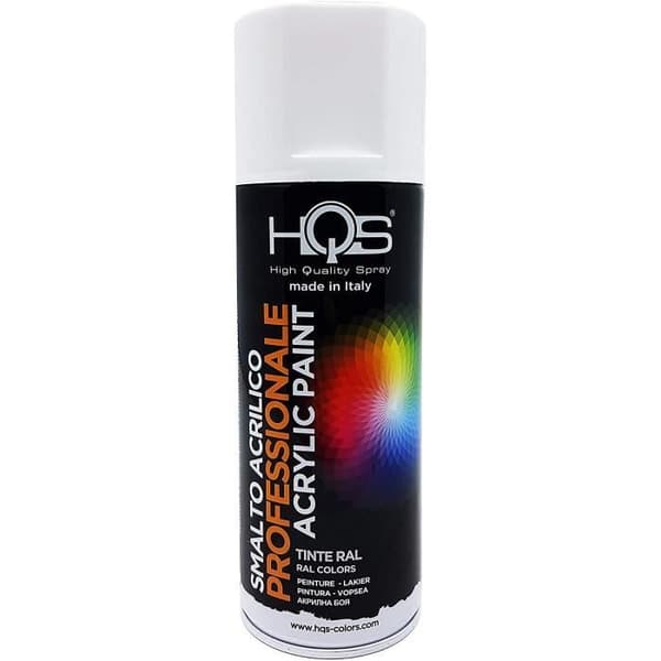 HQS Pure White Matt Akryl Emalj Sprayfärg för bilar, 400 ml