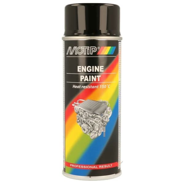 Motip svart sprayfärg specialmotorrenovering 150°C bil för motorcykel M04092