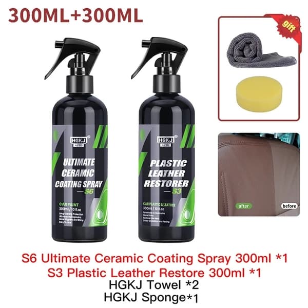 Auton keramiikkapinnoite, korkea kirkkaus, maalipinnan suojaus, S6-300ml x S2-300ml