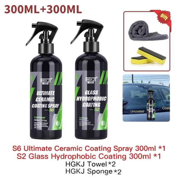 Auton keramiikkapinnoite, korkea kirkkaus, maalipinnan suojaus, S6-300ml x S2-300ml