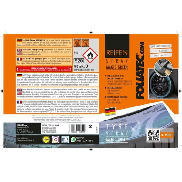 Spraymaling Foliatec Grøn Hjul 400 ml