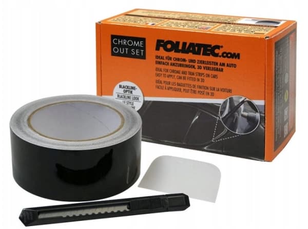 Foliatec Chrome Delete kalvosarja musta kiiltävä 5cm x 15M