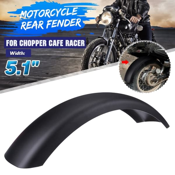 5,1" pitkän moottoripyörän takalokasuojan lokasuojan hiekkalauta musta Bobber Chopperille(musta, pitkä)
