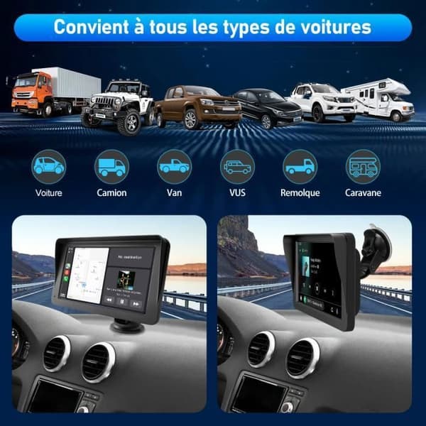 AWESAFE Bil Carplay Trådlös, Android Auto Trådlös, Airplay, med 7 tum HD Pekskärm, PhoneLink Fjärrkontroll