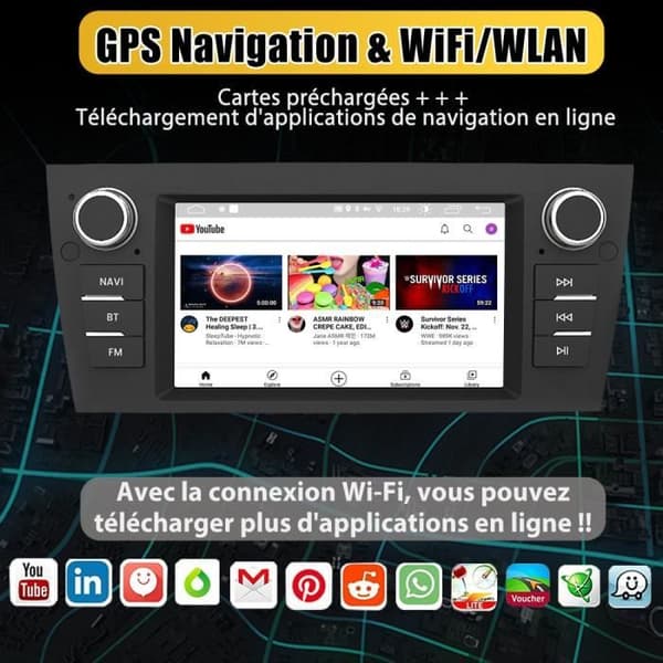 AWESAFE Android 12 bilradio för BMW Series 3 E90 E91 E92 E93 med Android Auto 7-tumsskärm GPS Bluetooth WiFi