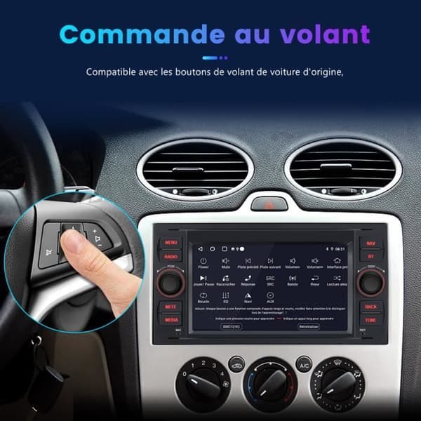 Awesafe Android bilradio för Ford Focus 2 DIN 7 tums pekskärm USB/WiFi/FM RDS