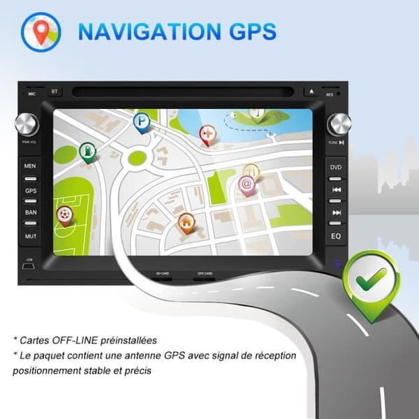 Bilradio - AWESAFE - VW Passat B5 Golf Polo MK4 T5 - 7 tum - GPS - Bluetooth