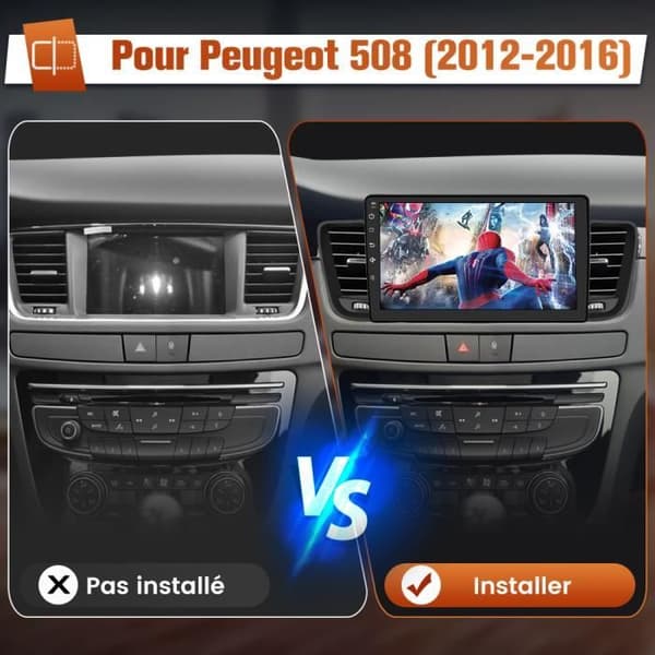 AWESAFE Android 12 bilradio för Peugeot 508 (2012-2016) [2GB+32GB] med 9-tums pekskärm Carplay Android Auto GPS Wi-FI