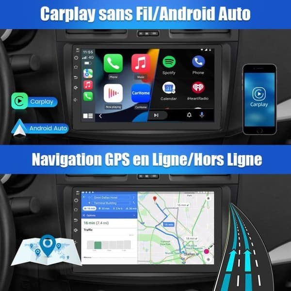 AWESAFE Android 12 bilradio för Mazda 2009-2013 (2GB + 32GB) med Carplay GPS WiFi USB SD Bluetooth Android Auto