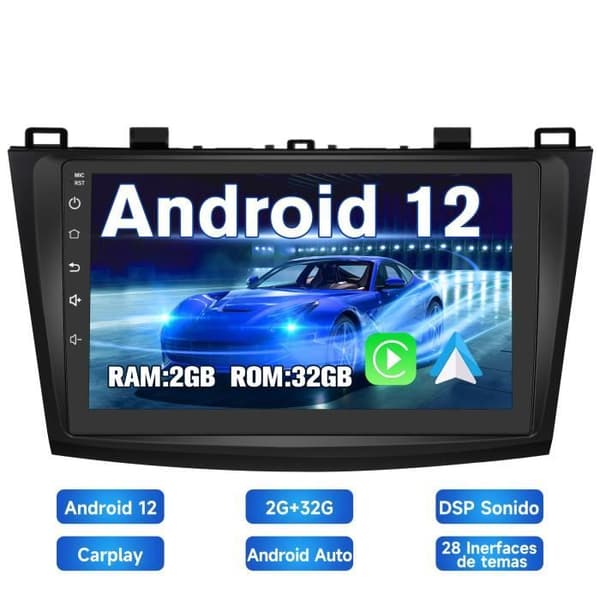 AWESAFE Android 12 bilradio för Mazda 2009-2013 (2GB + 32GB) med Carplay GPS WiFi USB SD Bluetooth Android Auto