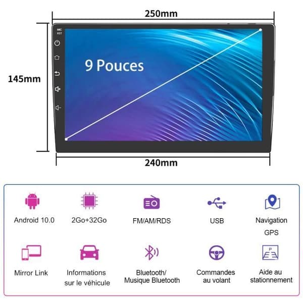AWESAFE Android 12 bilradio för Seat Leon 2 MK2(2005-2012)[2GB+32GB]9 tums pekskärm med GPS/Carplay Android Auto/Bluetooth