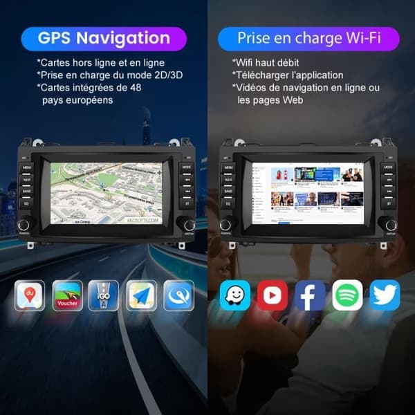 AWESAFE Android 12 bilradio för Mercedes Benz Vito Viano/Sprinter W639 W245/Klass B/Klass A W169 med 7-tums GPS-skärm