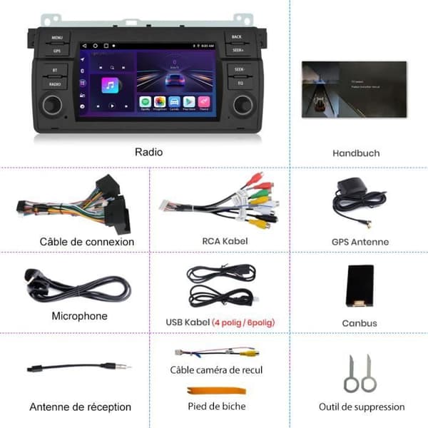 AWESAFE Android 12 bilradio för BMW E46 Rover 75 MG ZT [2GB+32GB] Carplay/Android Auto med 7-tums pekskärm GPS Bluetooth WiFi