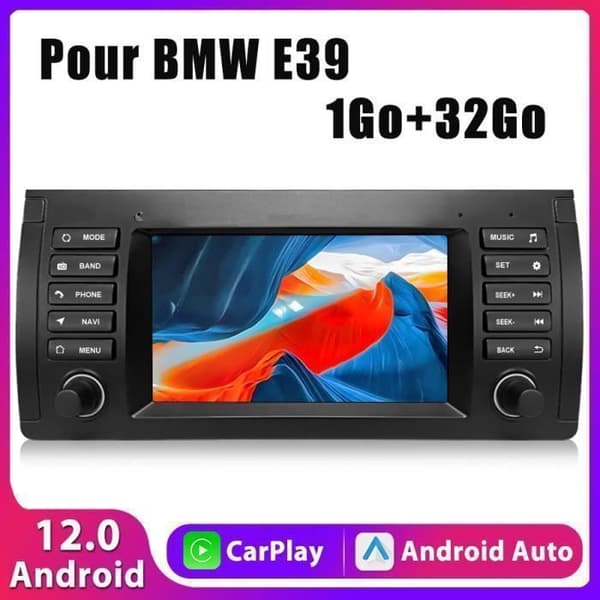 AWESAFE Bilradio Android 12 för BMW 5 Serie E39 1995-2003, 7 Tum Touchskärm med GPS Carplay Trådlös Android Auto