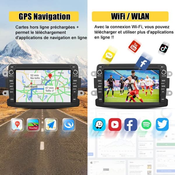 AWESAFE Android 12 bilradio för Renault Dacia Duster Sandero Captur Lodgy Symbol Logan 7" skärm med GPS Carplay Android Auto WiFi