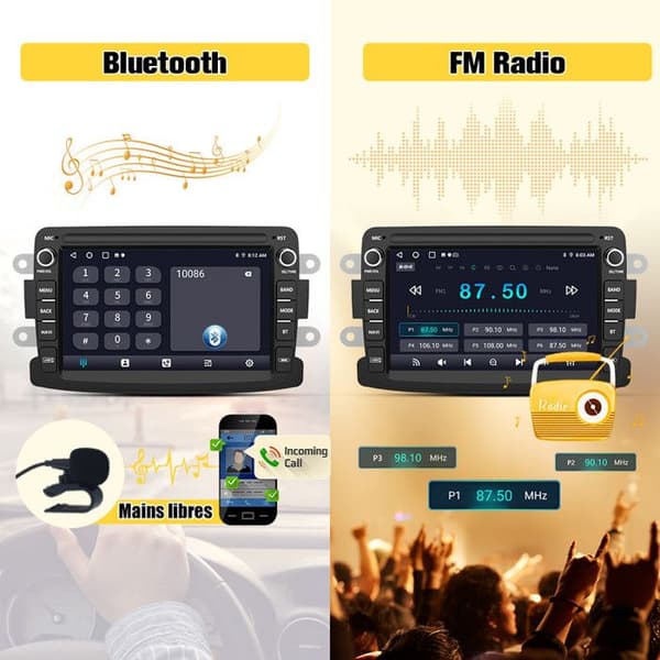 AWESAFE Android 12 bilradio för Renault Dacia Duster Sandero Captur Lodgy Symbol Logan 7" skärm med GPS Carplay Android Auto WiFi