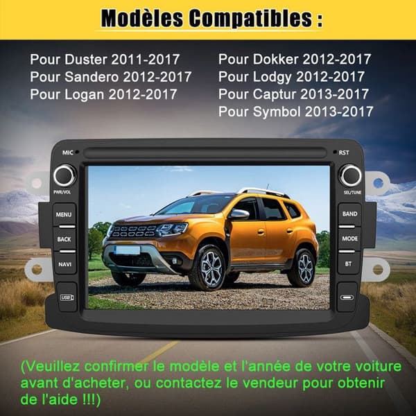 AWESAFE Android 12 bilradio för Renault Dacia Duster Sandero Captur Lodgy Symbol Logan 7" skärm med GPS Carplay Android Auto WiFi