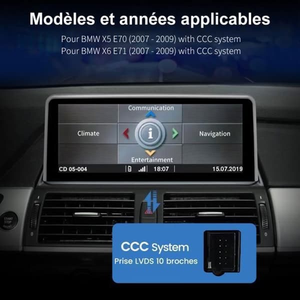 AWESAFE Bilradio Android 13 4Go+64Go för BMW X5 E70 X6 E71 (2007-2009) CCC-system med 10.25 Tum Carplay Android Auto