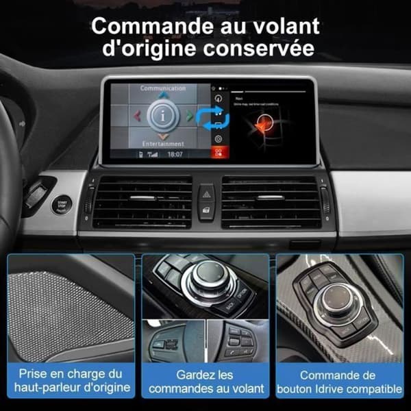 AWESAFE Bilradio Android 13 4Go+64Go för BMW X5 E70 X6 E71 (2007-2009) CCC-system med 10.25 Tum Carplay Android Auto