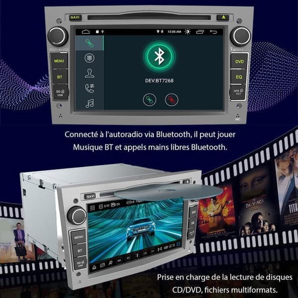 AWESAFE Android 12 Bilradio 2GB+32GB CD/DVD för Opel Car 7 Inch Car Stereo Head Unit 2 Din GPS Navigator Grå