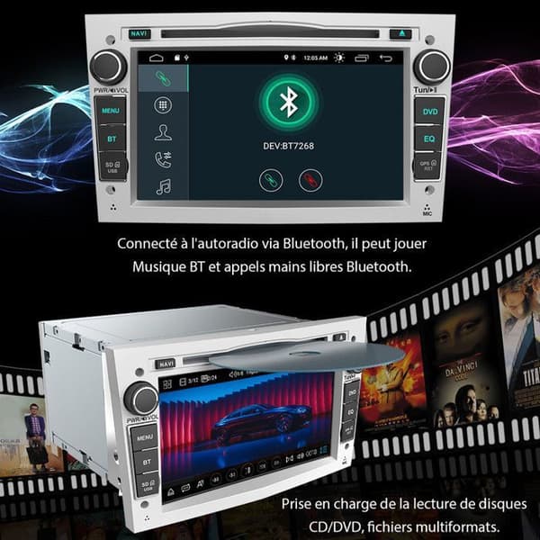 AWESAFE Android 12 Bilradio 2GB+32GB CD/DVD för Opel Car 7 Inch Car Stereo Head Unit 2 Din GPS Navigator Silver