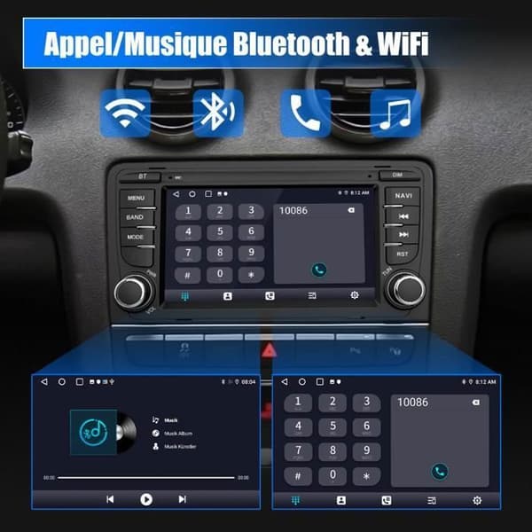AWESAFE Android 12 bilradio för Audi A3 8P S3 RS3 Sportback [2GB+32GB], 7-tums pekskärm med GPS Carplay Android Auto, Wi-Fi