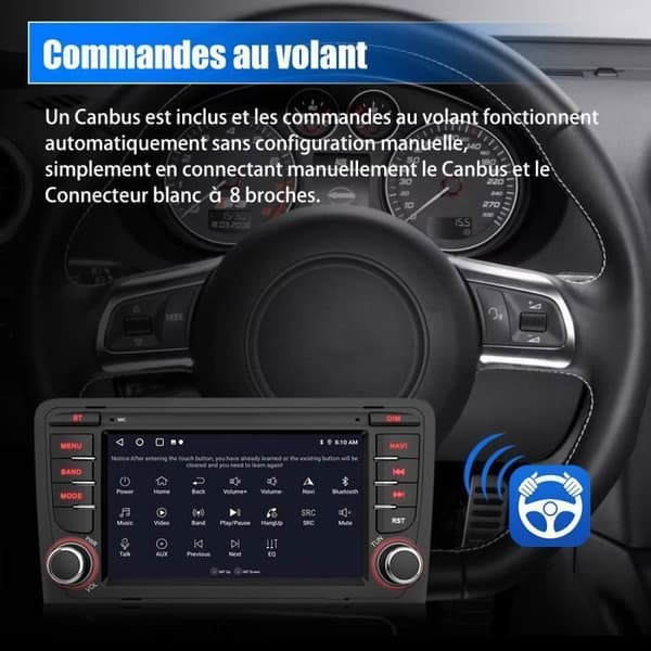 AWESAFE Android 12 bilradio för Audi A3 8P S3 RS3 Sportback [2GB+32GB], 7-tums pekskärm med GPS Carplay Android Auto, Wi-Fi