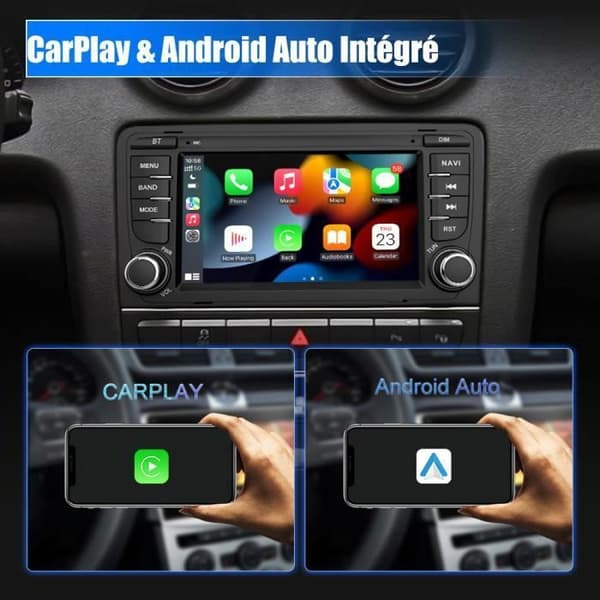 AWESAFE Android 12 bilradio för Audi A3 8P S3 RS3 Sportback [2GB+32GB], 7-tums pekskärm med GPS Carplay Android Auto, Wi-Fi