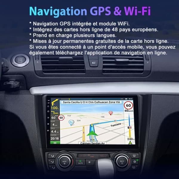 AWESAFE Android 12 bilradio för BMW 1-serie E81 E82 E87 E88 (2004-2011) med [2GB+32GB] 9-tums Carplay/Android Auto GPS WiFi