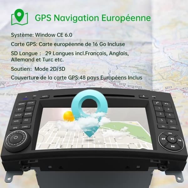 AWESAFE 2 Din bilradio för Mercedes-Benz Vito Viano Sprinter W639/B-klass W245/A-klass W169,7 tums pekskärm DVD/CD-spelare