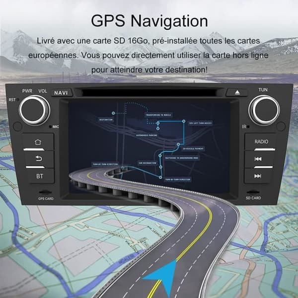 2 Din bilradio - AWESAFE - BMW 3-serie E90 E91 E92 E93 - 7 tums pekskärm - GPS - Bluetooth
