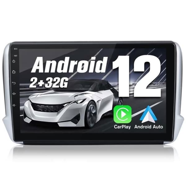 AWESAFE Android 12 bilradio för Peugeot 208/2008 2Go+32Go 9 tum Carplay Android Auto GPS Bluetooth WiFi FM RDS SWC