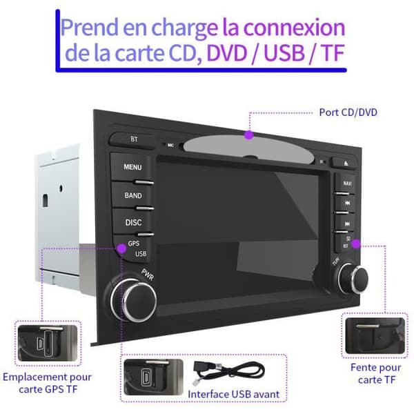 AWESAFE Bilradio för Audi A4 B6 B7/S4/RS4 (2000-2012) med 7-tums pekskärm CD GPS/Bluetooth/FM RDS/USB/SD/RCASWC/Mirrorlink