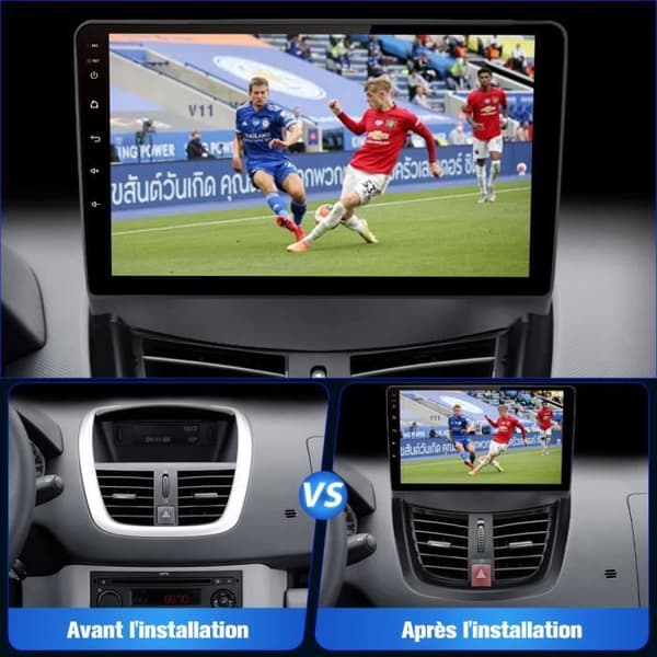 AWESAFE Android 12 bilradio för Peugeot 207(2006-2015)Carplay &amp; Android Auto, 9 tums pekskärm GPS WiFi Bluetooth [2GB+32GB]