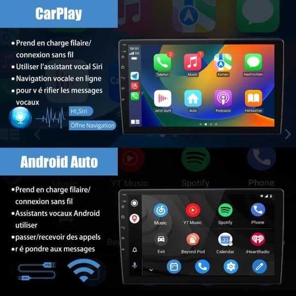 AWESAFE Android 12 bilradio för Mercedes Benz Smart 2011-2015(2GB+32GB)9 tum med Carplay GPS WiFi Bluetooth Android Auto