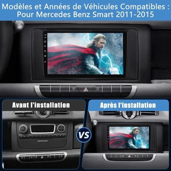AWESAFE Android 12 bilradio för Mercedes Benz Smart 2011-2015(2GB+32GB)9 tum med Carplay GPS WiFi Bluetooth Android Auto