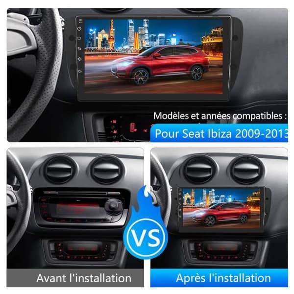AWESAFE 12 bilradio för Seat Ibiza 6j 2009-2013(2GB+32GB) 9 tums skärm med Carplay GPS Bluetooth Android Auto RDS WiFi