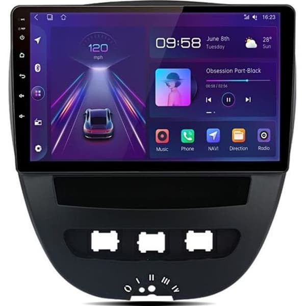 AWESAFE Android 12 bilradio för Peugeot 107 Toyota Aygo CitroenC1 10 tum (2GB+32GB) med Carplay GPS WiFi Bluetooth Android Auto