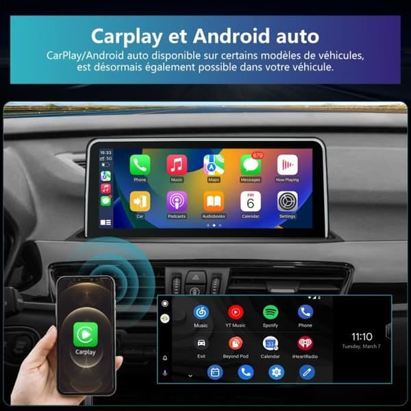 AWESAFE Android 11 bilradio för BMW X1 F48 [4GB+64GB] med 10,25 tums pekskärm, Carplay/Android Auto/Bluetooth/WIFI/4G