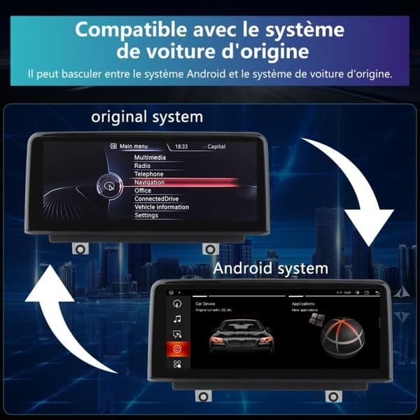AWESAFE Android 11 bilradio för BMW X1 F48 [4GB+64GB] med 10,25 tums pekskärm, Carplay/Android Auto/Bluetooth/WIFI/4G