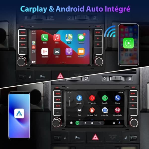 AWESAFE Carplay bilradio för VW Touareg Transporter T5 Multivan, Android 12, 7" HD-pekskärm, GPS+Android Auto+WiFi[2GB+32GB]