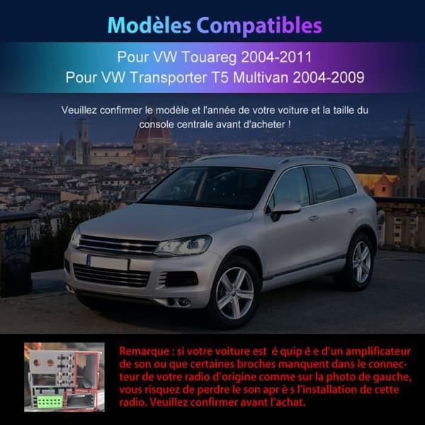 AWESAFE Carplay bilradio för VW Touareg Transporter T5 Multivan, Android 12, 7" HD-pekskärm, GPS+Android Auto+WiFi[2GB+32GB]