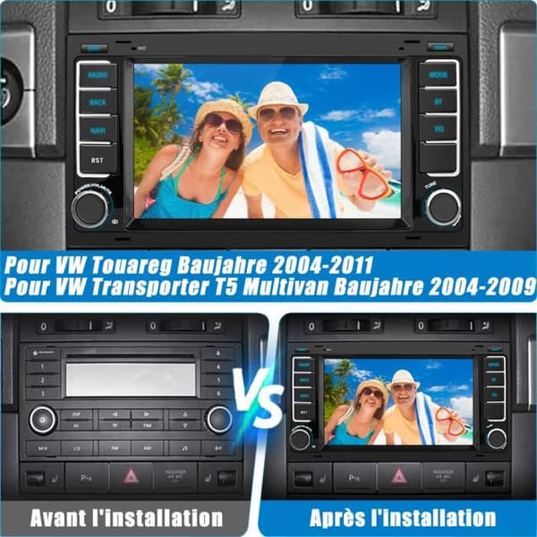 AWESAFE Carplay bilradio för VW Touareg Transporter T5 Multivan, Android 12, 7" HD-pekskärm, GPS+Android Auto+WiFi[2GB+32GB]