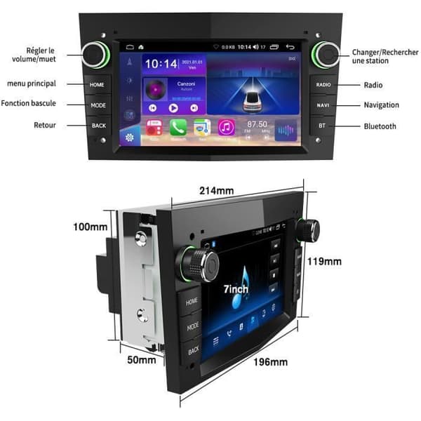 AWESAFE Carplay Radio för Opel Corsa Vivaro Antara Vectra Sigum Combo Zafira Astra Meriva,Android 12,7" HD Touchscreen GPS