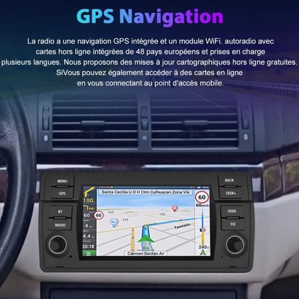 AWESAFE Android 12 bilradio för BMW E46 Rover 75 MG ZT [2GB+32GB] med 7-tums pekskärm GPS Bluetooth WiFi