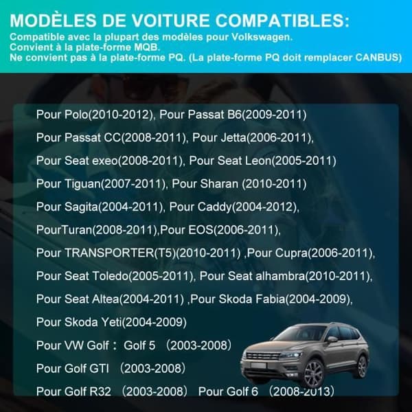AWESAFE Android 12 Bilradio för Golf VW Passat Polo Seat Skoda, 7'' pekskärm, Carplay Android Auto RDS, GPS, WiFi 2GB+32GB