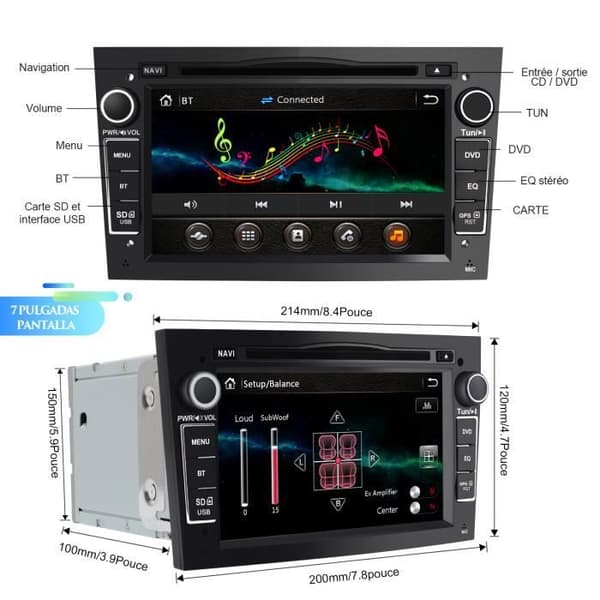 AWESAFE Autoradio GPS Navigator för Opel Car 7 Inch 2 Din Car Stereo Head Unit med CD DVD USB SD Bluetoo Player