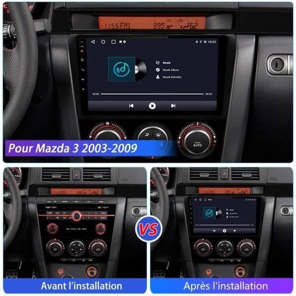 AWESAFE Android 12 bilradio för Mazda 2003-2009 (2GB + 32GB) med Carplay GPS WiFi USB SD Bluetooth Android Auto